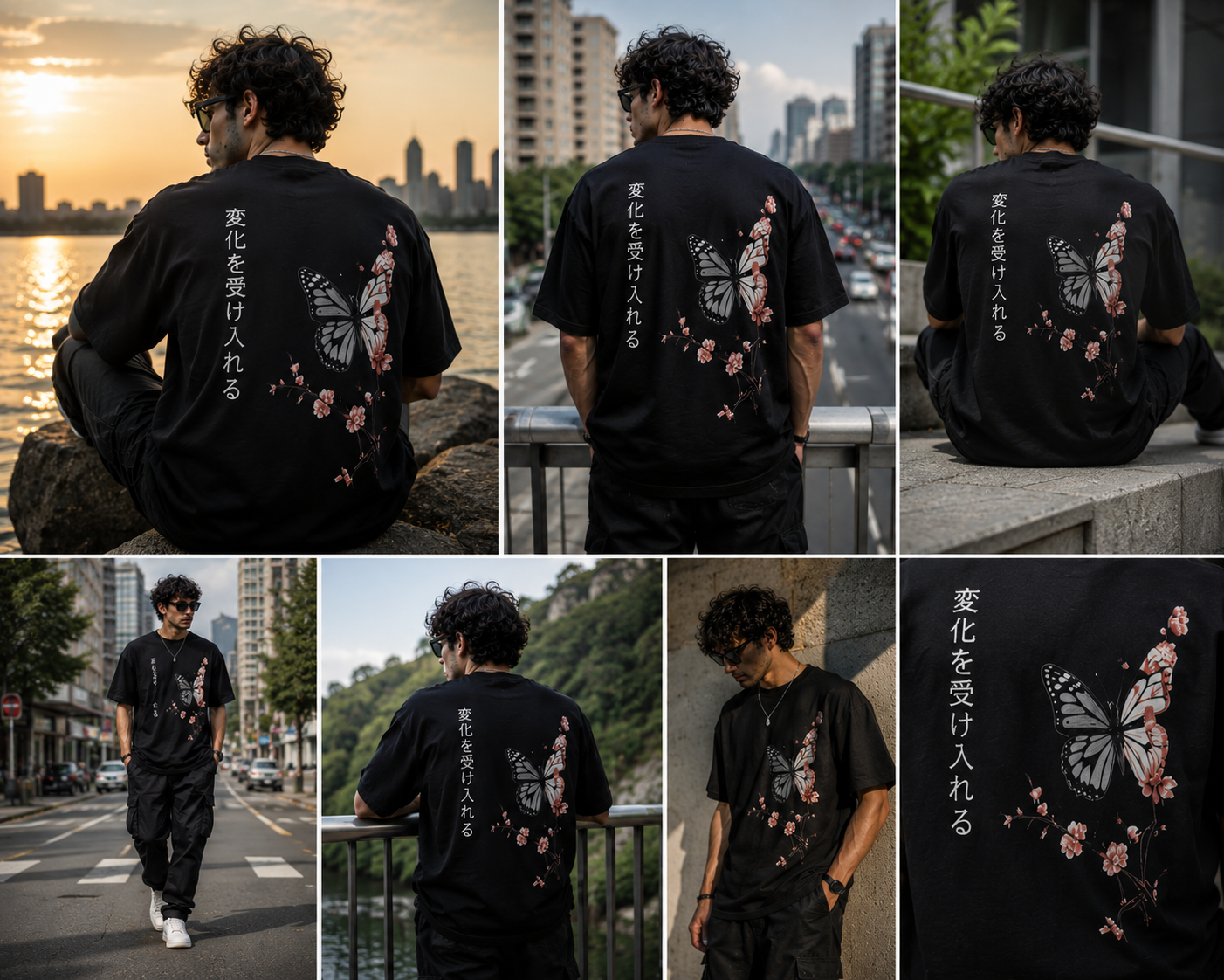 Butterfly Blossom Oversized T-Shirt – Black Edition