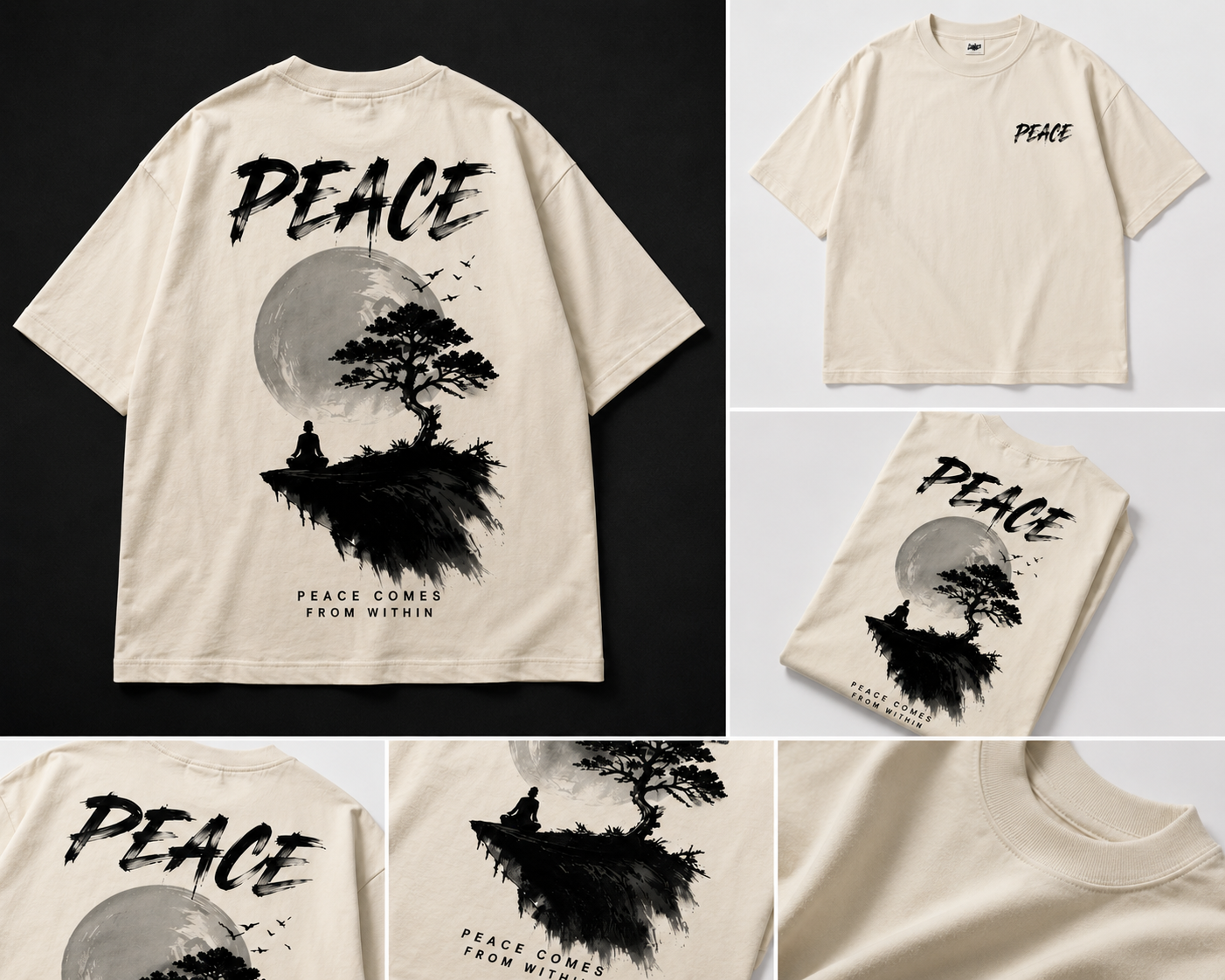 1. Peace Comes From Within Oversized T-Shirt ⭐ (Meri first choice)
2. Peace Graphic Oversized Tee
3. Zen Peace Oversized T-Shirt
4. Inner Peace Graphic T-Shirt
5. Peace Edition Premium Oversized Tee
6. Minimal Peace Graphic T-Shirt
7. Peace Moon Oversized