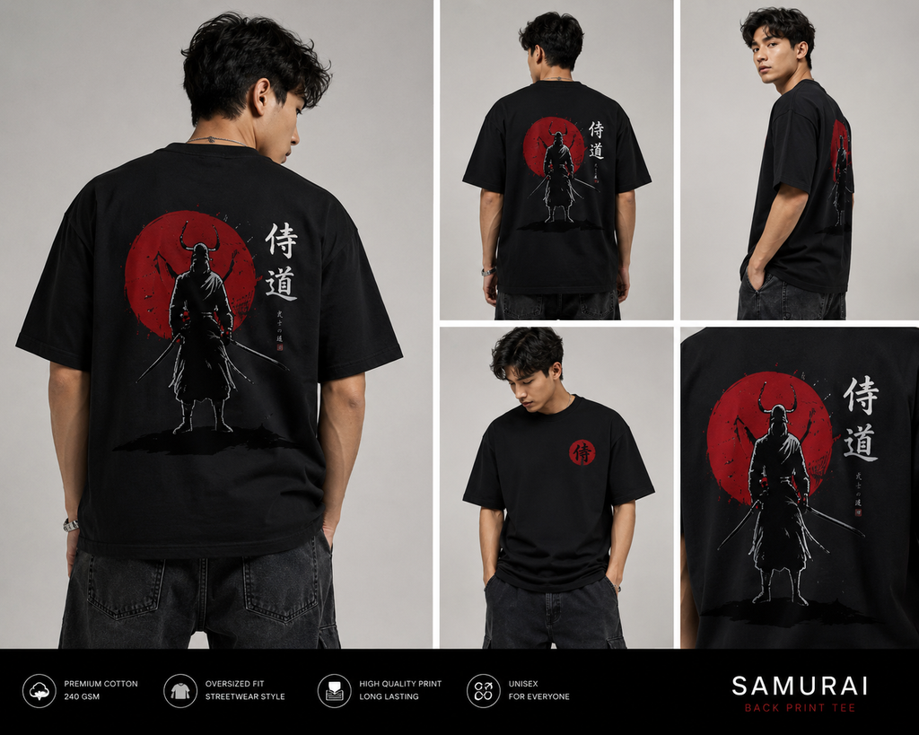 Shadow Samurai Oversized T-Shirt – Black Edition