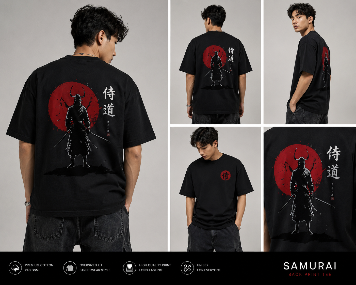 Shadow Samurai Oversized T-Shirt – Black Edition