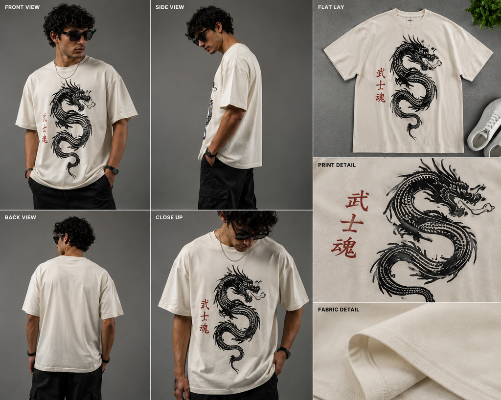 Black Dragon Streetwear Oversized T-Shirt