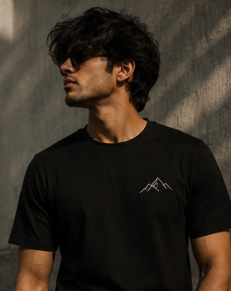 Black Minimal Embroidery T-Shirt – Paper Plane Edition